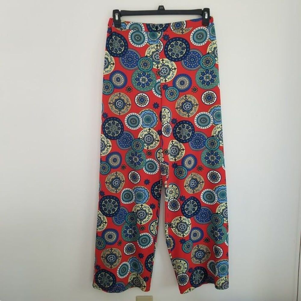 Zac & Rachel Pants Womens Small Wide Leg Palazzo Pull-On Mandala Print Stretch